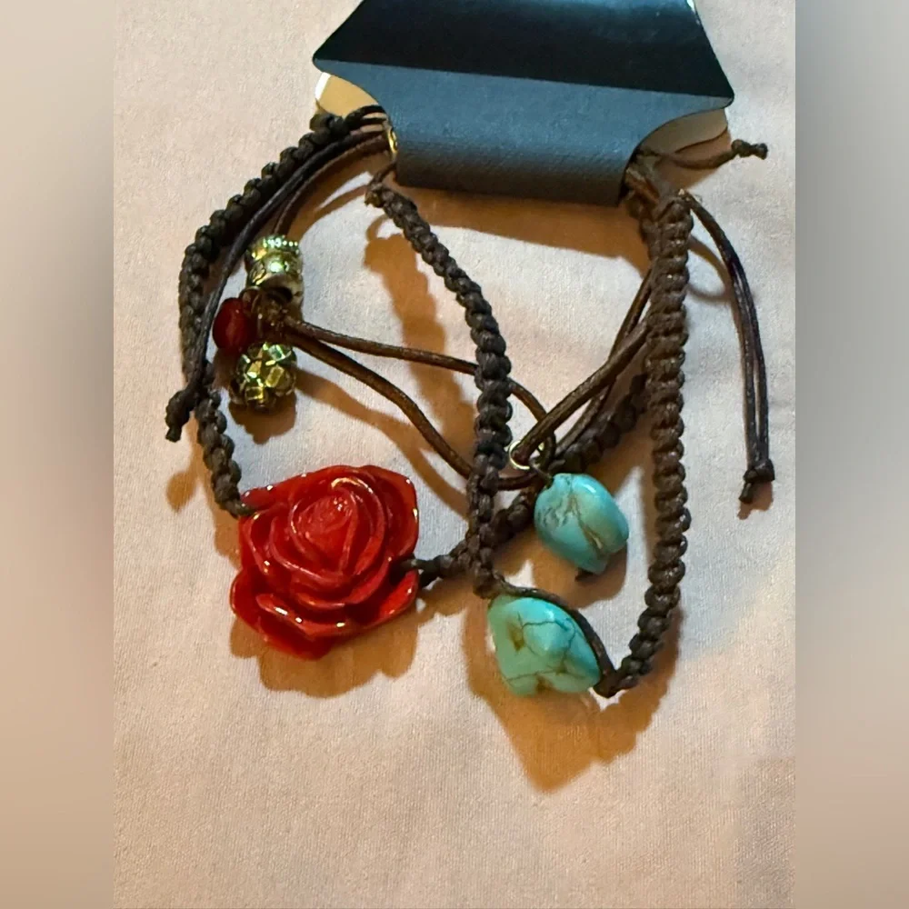 Bohemian Red and Turquoise Bracelet Set